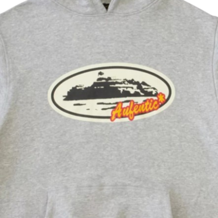 corteiz aufentic hoodie grey zoom in