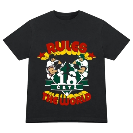 corteiz rtw baseball t shirt black