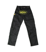 corteiz yella guerillaz cargos black yellow zoom in