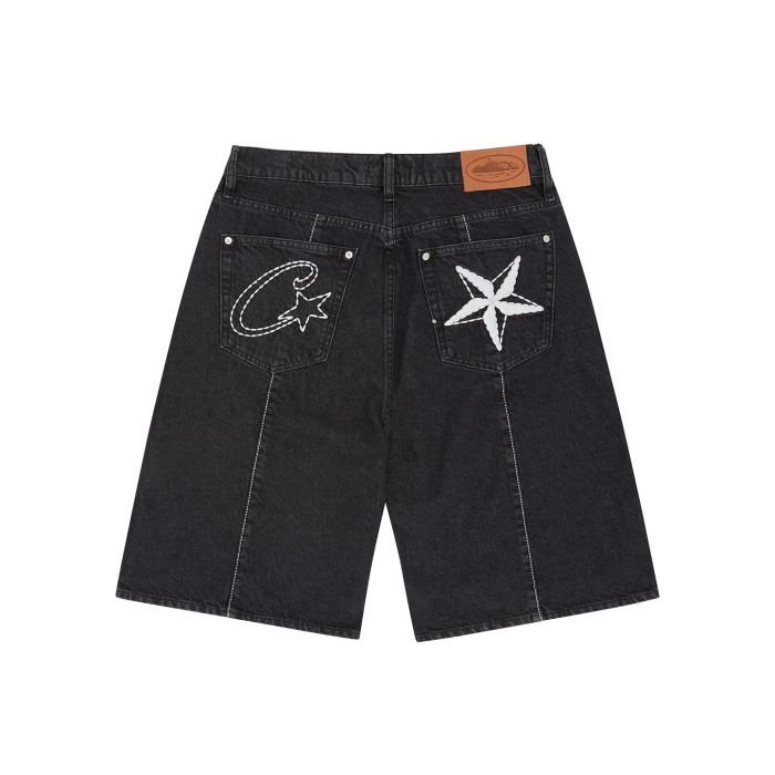 Corteiz C-Star Denim Shorts Black