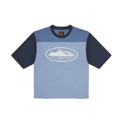 corteiz alcatraz heavyweight varsity tee blue