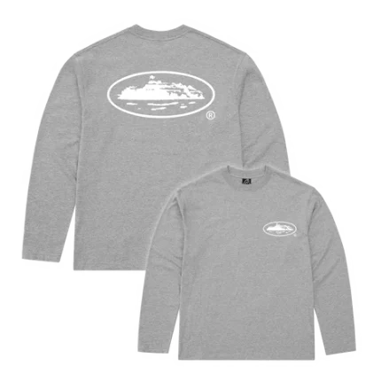 corteiz og island longsleeve tee grey