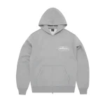 corteiz puff print zip hoodie grey