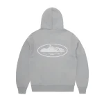 corteiz puff print zip hoodie grey