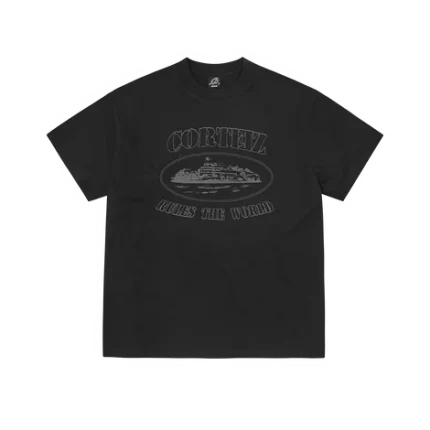 corteiz reflective alcatraz tee triple black