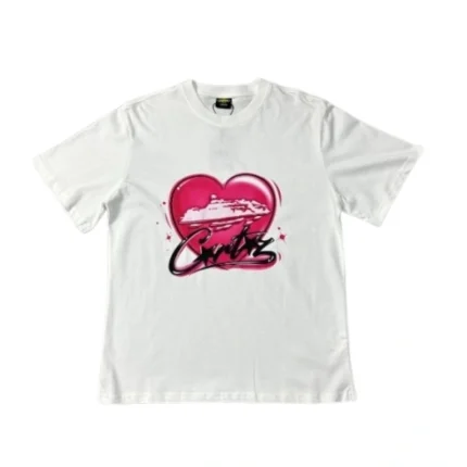 Corteiz Red Love Heart Print Cotton Tee 