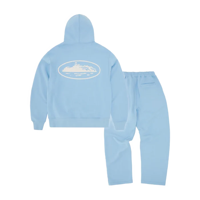 Corteiz Island Puff Print Tracksuit Baby Blue back in
