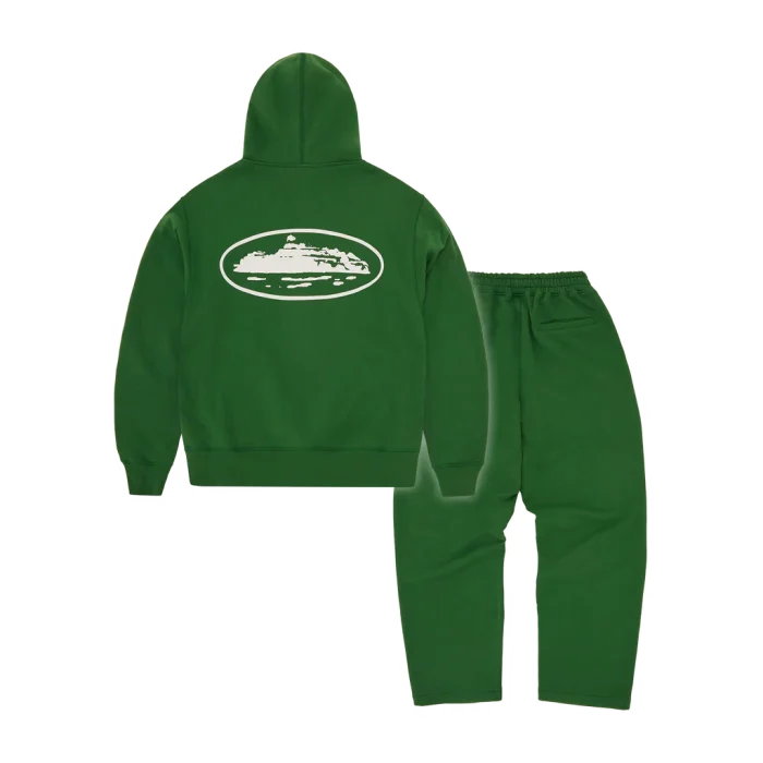 Corteiz Island Puff Print Tracksuit Green Back in