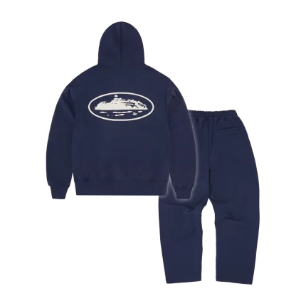 Corteiz Island Puff Print Tracksuit Navy Back in