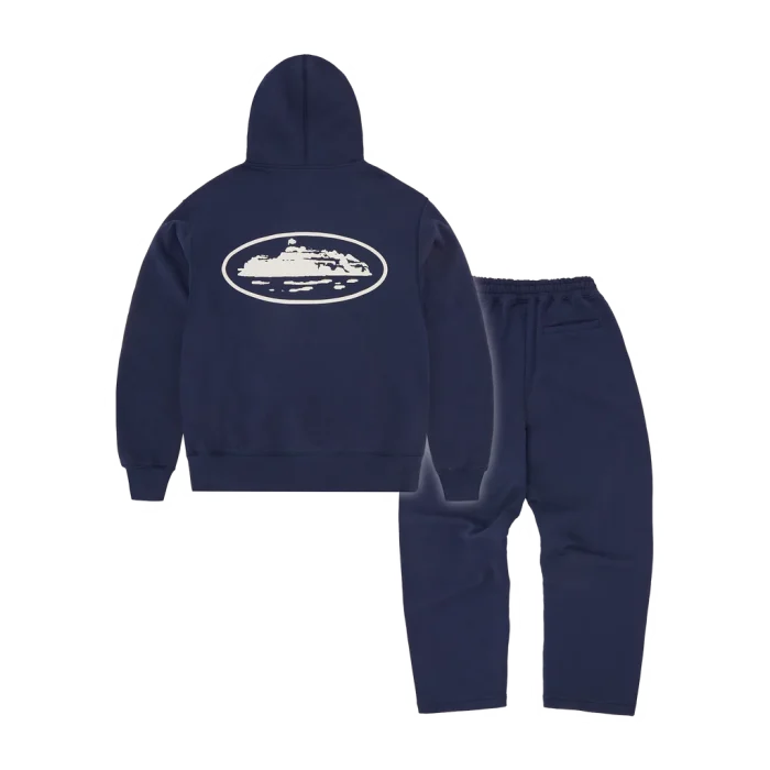 Corteiz Island Puff Print Tracksuit Navy Back in