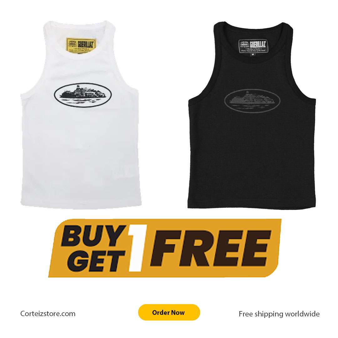 white+black simple New Corteiz Alcatraz Tank Top