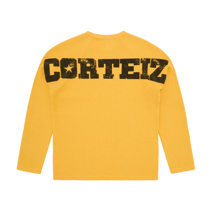 Corteiz Star Raglan Waffle Thermal Yellow Back in