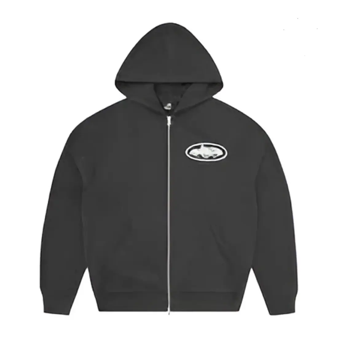Corteiz-Island-Puff-Print-Zip-Hoodie-Black.webp Corteiz Island Print Zip Hoodie Black - Image 1