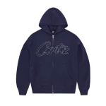 Corteiz Thick Stitch Allstarz Zip Navy Hoodie