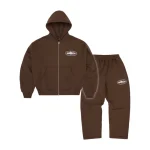 Corteiz Island Puff Print Brown Tracksuit